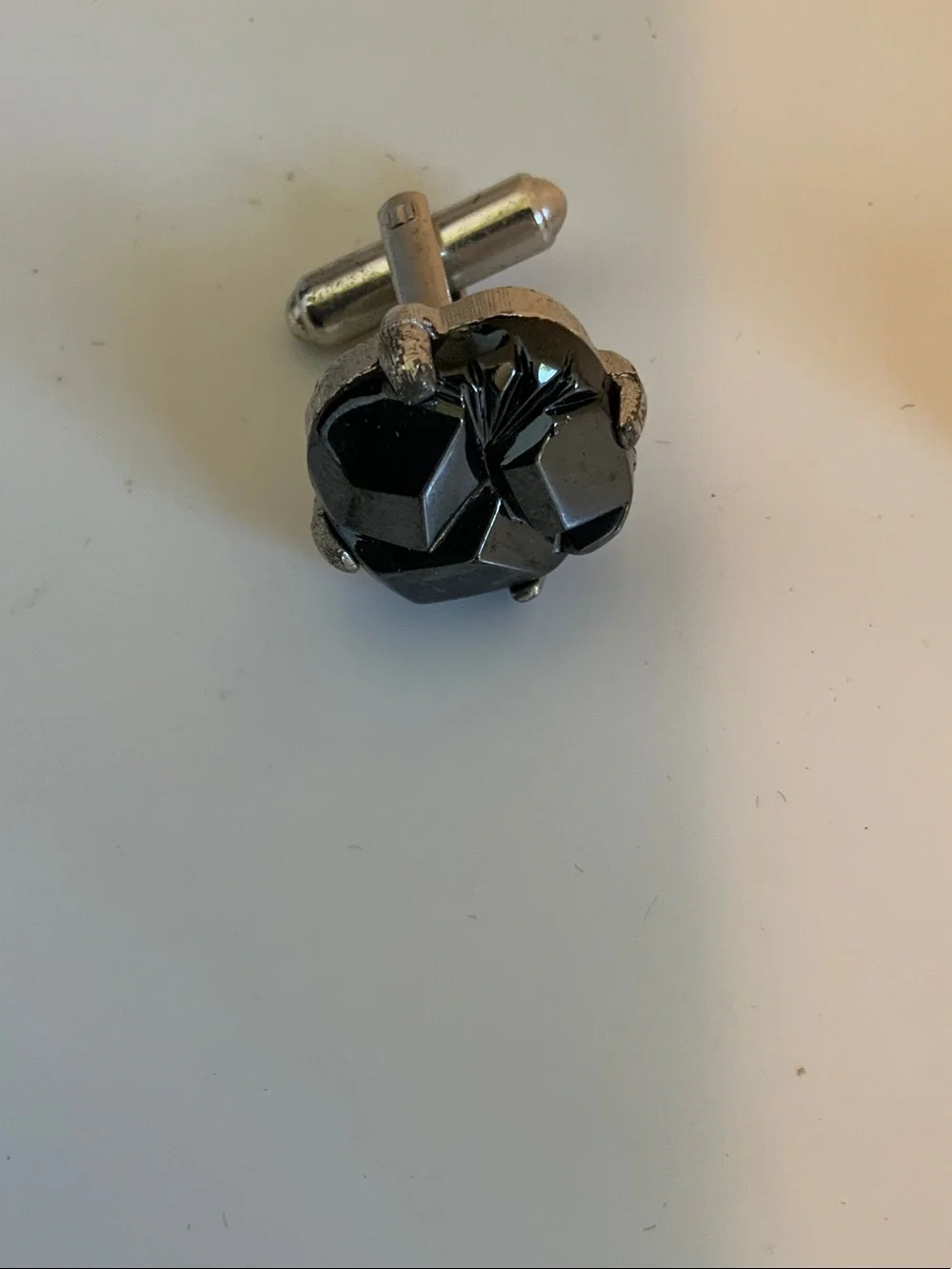 Sarah Coventry Hematite Black Faceted Knot Cufflinks